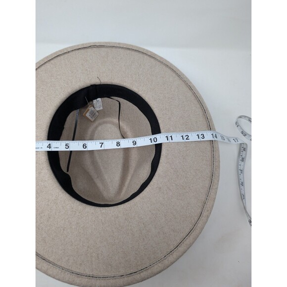 Light Tan Beige WIDE BRIM FELT HAT WESTERN COWBOY FESTIVAL BOHO - Picture 4 of 5